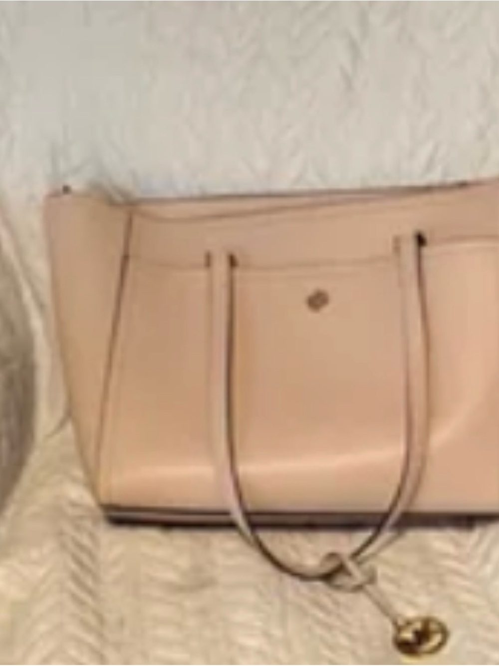 MICHAEL Michael Kors Blush Pink Leather Tote with Gold Charm